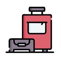 a red suitcase and a suitcase are shown in a line vector