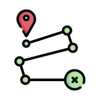 a map with a pin and a green dot vector