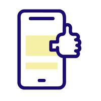 a phone with a thumb up and a thumb down vector