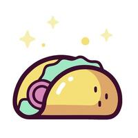 A cartoon taco with a face on it vector