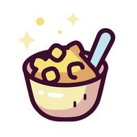 A bowl of ice cream with a spoon in it vector