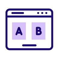 a purple and white icon of a computer screen with the letters ab and b vector