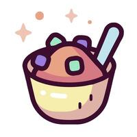Ice cream with a spoon and stars in the background vector