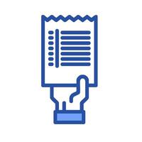 A hand holding a paper with a check mark on it vector