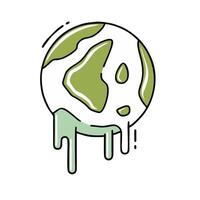 a green earth with melting ice on it vector
