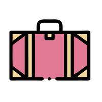 a pink suitcase with a handle on a white background vector