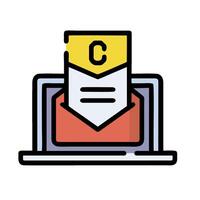 email icon with a laptop and envelope vector