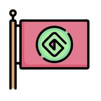 a pink flag with a green circle on it vector