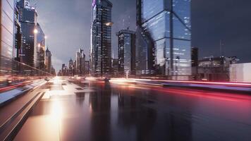 Futuristic City with Skyscrapers and Road Sci-Fi Cinematic Backdrop Loop video