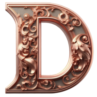 The letter d is made of copper and has a swirl pattern png