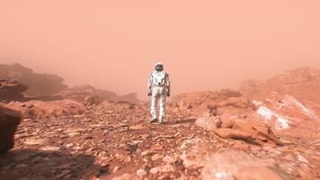 Astronaut Walking on Mars Planet Surface Cinematic Background Loop video