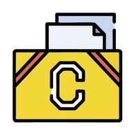a yellow folder with a letter c inside vector