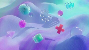 Floating Colorful Geometric Objects and Flowing Shape Motion Design Loop video