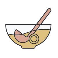 a bowl with a spoon and a bowl of soup vector