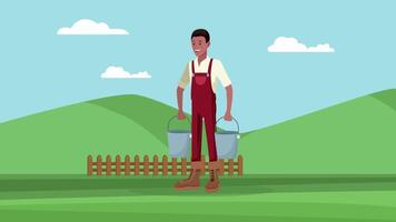 Farmer Holding Bucket In Both Hands 2D Cartoon Animation video