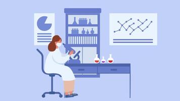 Doctor Working In Laboratory Doing Research With Microscope 2D Cartoon Animation video