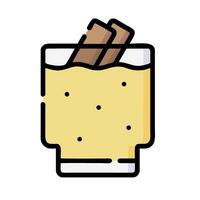 a drink with cinnamon sticks in it vector