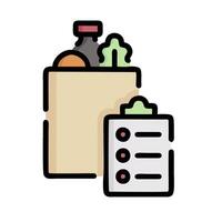 a grocery bag with a check list and a bottle of water vector