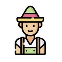a man wearing a hat and overalls vector