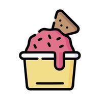 ice cream with a cookie in it, on a white background vector