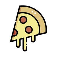 a slice of pizza with a dripping sauce vector