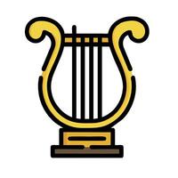 a golden harp icon on a white background vector