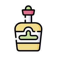 a bottle of tequila with a green cap vector