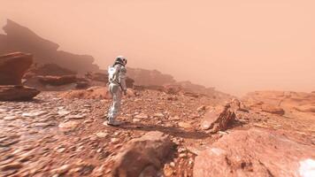 Astronaut Walking on Mars Surface Cinematic Background Loop video