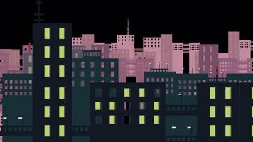 Flowing From Right To Left The City View On Alpha Channel 2D Cartoon Animation video