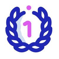 a blue and pink number one badge with a laurel wreath vector