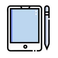 a tablet and pen are next to each other vector