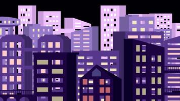 Flowing From Right To Left The City View On Alpha Channel 2D Cartoon Animation video
