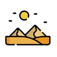 egyptian pyramids icon, line art illustration vector