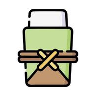 a green container with a wooden handle vector