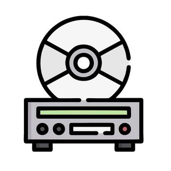a cd player and a cd on top of a record player vector