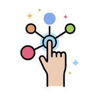 a hand pressing a button with a circle around it vector