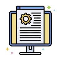 a computer screen with a gear on it vector
