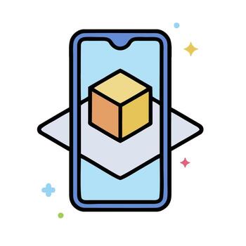 un teléfono inteligente con un cubo en eso vector