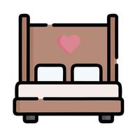 a bed with two pillows and a heart vector