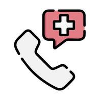 an icon of a phone and a cross vector