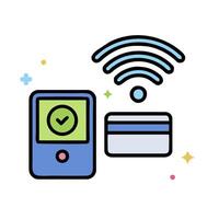 a credit card and a phone are connected to a wifi network vector