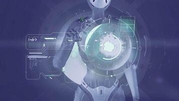 Alien is working with data in Mars orbit, 3D render. video