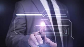 Virtual panel displaying the work of artificial intelligence. video