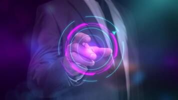 Infographic display of the work of artificial intelligence on a virtual panel. video