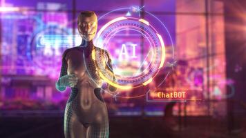 Artistic display of a chatbot with artificial intelligence. 3D render video