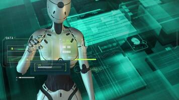 Artificial intelligence works with an electronic data set, 3D render. video