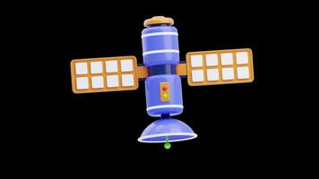 3D Animation of Satellite on Alpha Channel video