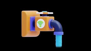 3D Animation of Smart Water Tap on Alpha Channel video