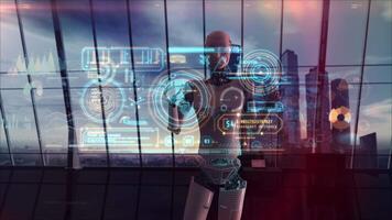 Artificial intelligence works with cargo logistics. 3D render video