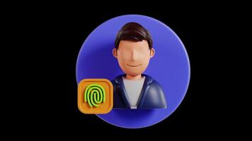 3D Animation of Fingerprint Recognition on Alpha Channel video
